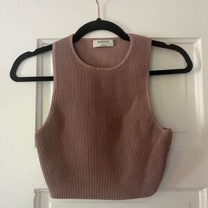 Babaton Pink Ribbed Crop Tank Top